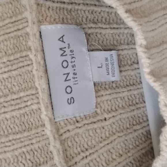 SONOMA 100% COTTON Beige Ribbed Knit Sweater Sz L - Picture 2 of 7